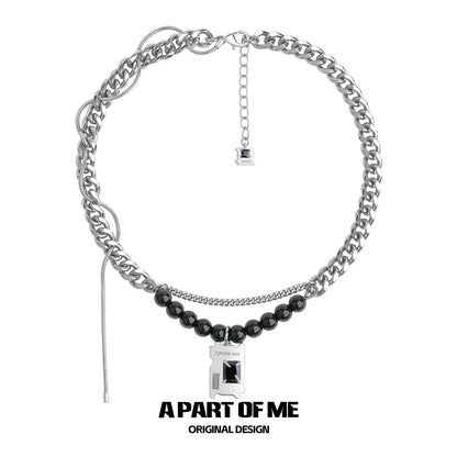 Y2K Dark Matter Beaded Necklace
