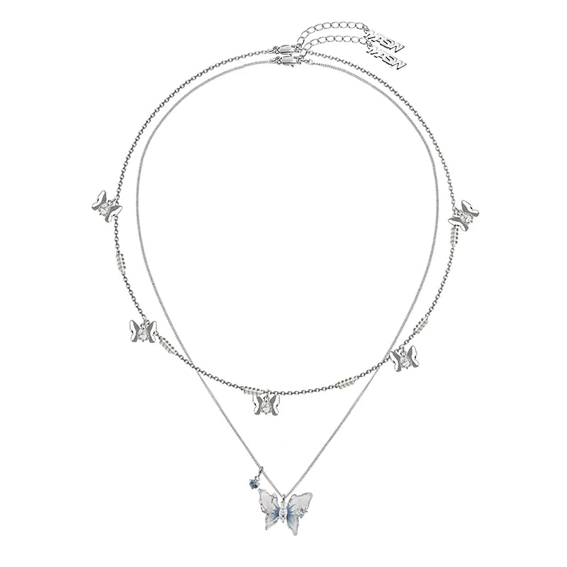 Starry Blue Butterfly Necklace