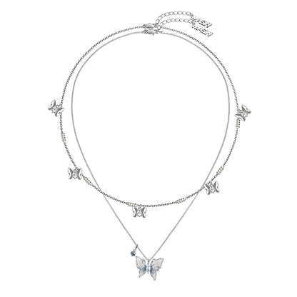 Starry Blue Butterfly Necklace