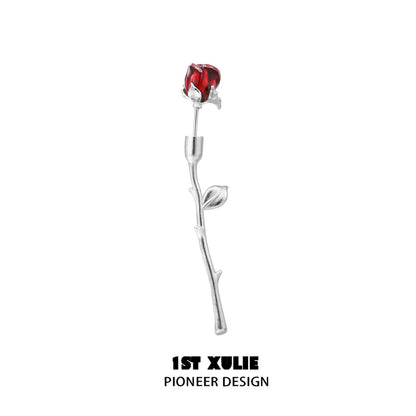 Y2K Rose Bloom Silver Earrings