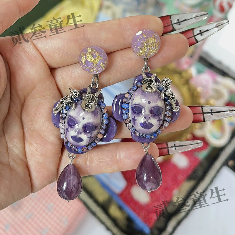 Earrings & Ear Cuffs-Ersan Tongsheng's original hand-painted high-end earrings, women's same earrings, personality trend, niche high-end design sense, light luxury