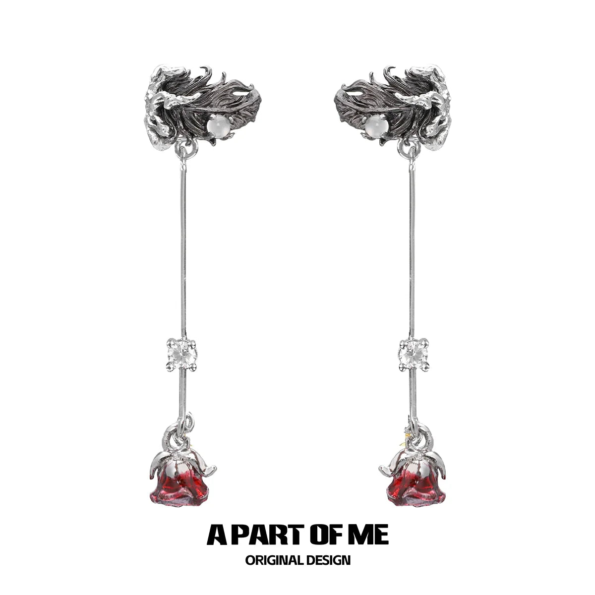Feather Rose Zircon Ear Cuffs