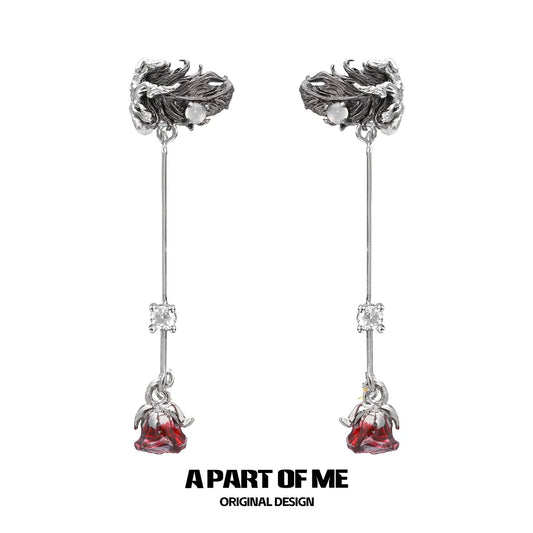 Feather Rose Zircon Ear Cuffs