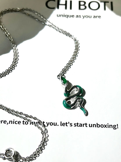 "Green Snake Dreams" Zircon Necklace