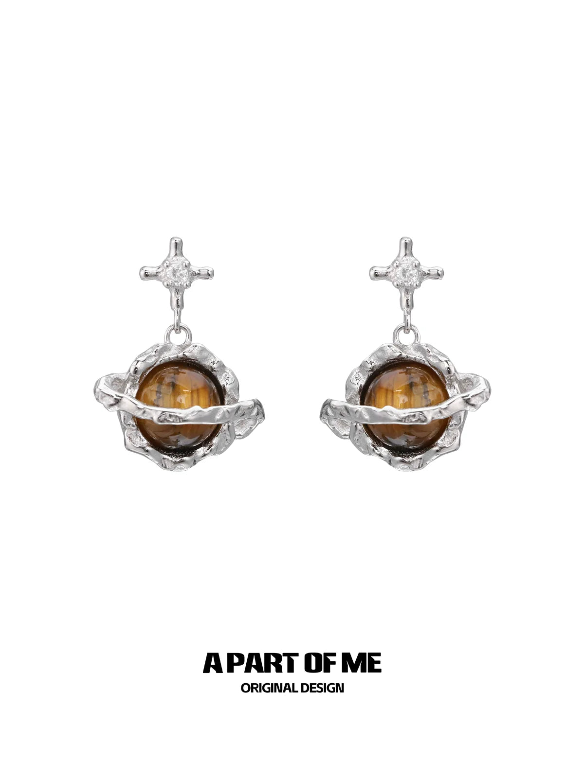 Tiger Eye Saturn Earrings