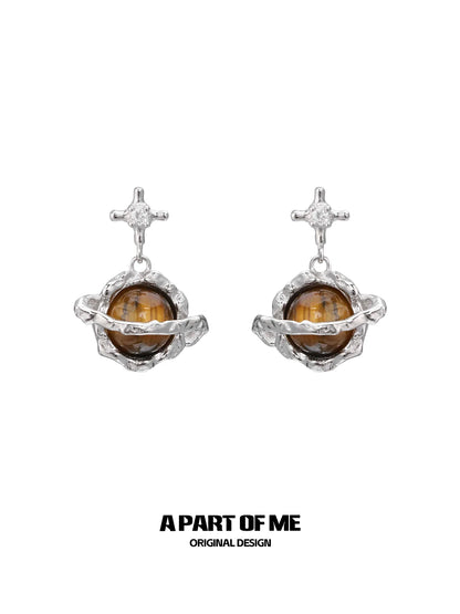 Tiger Eye Saturn Earrings
