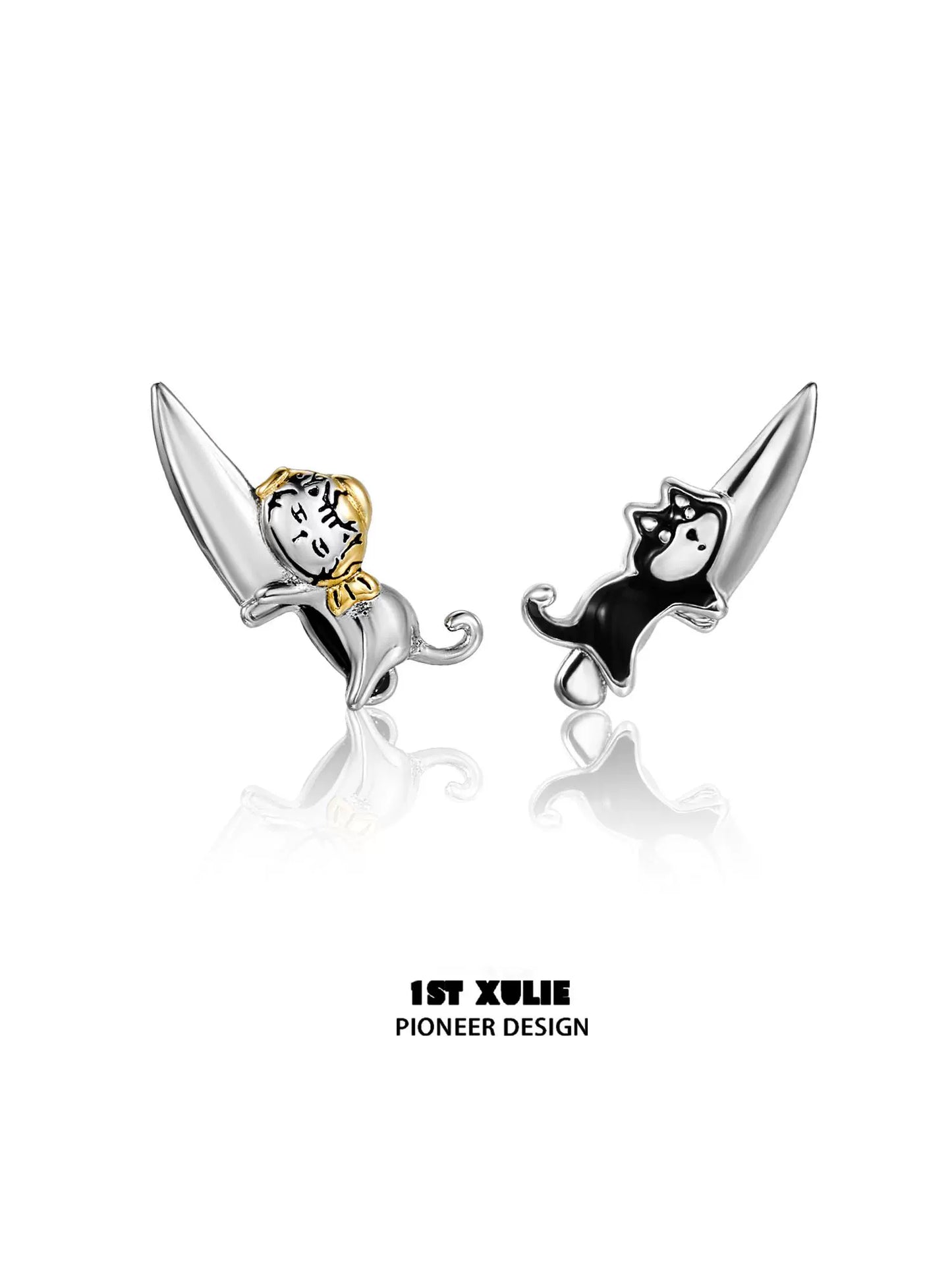 Cute Kitchen Cat Puppy Stud Earrings