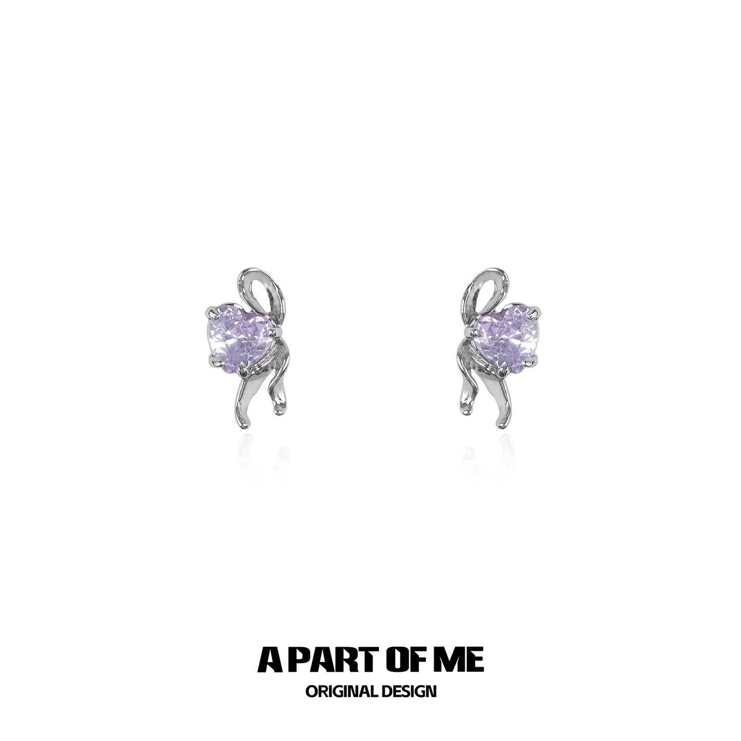 Purple Bow Love Diamond Earrings