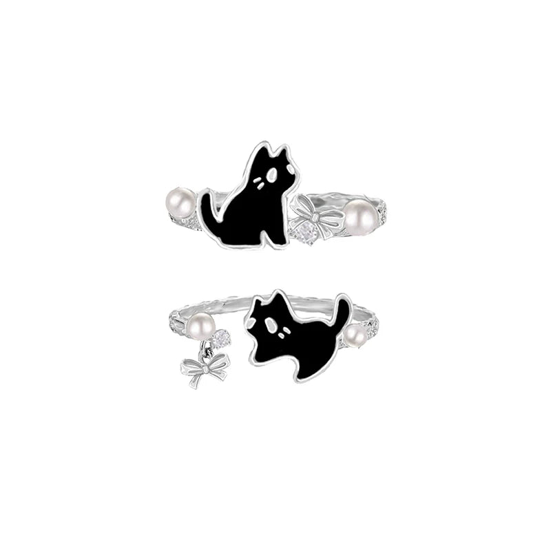 Black Cat Pearl Ring