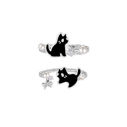 Black Cat Pearl Ring