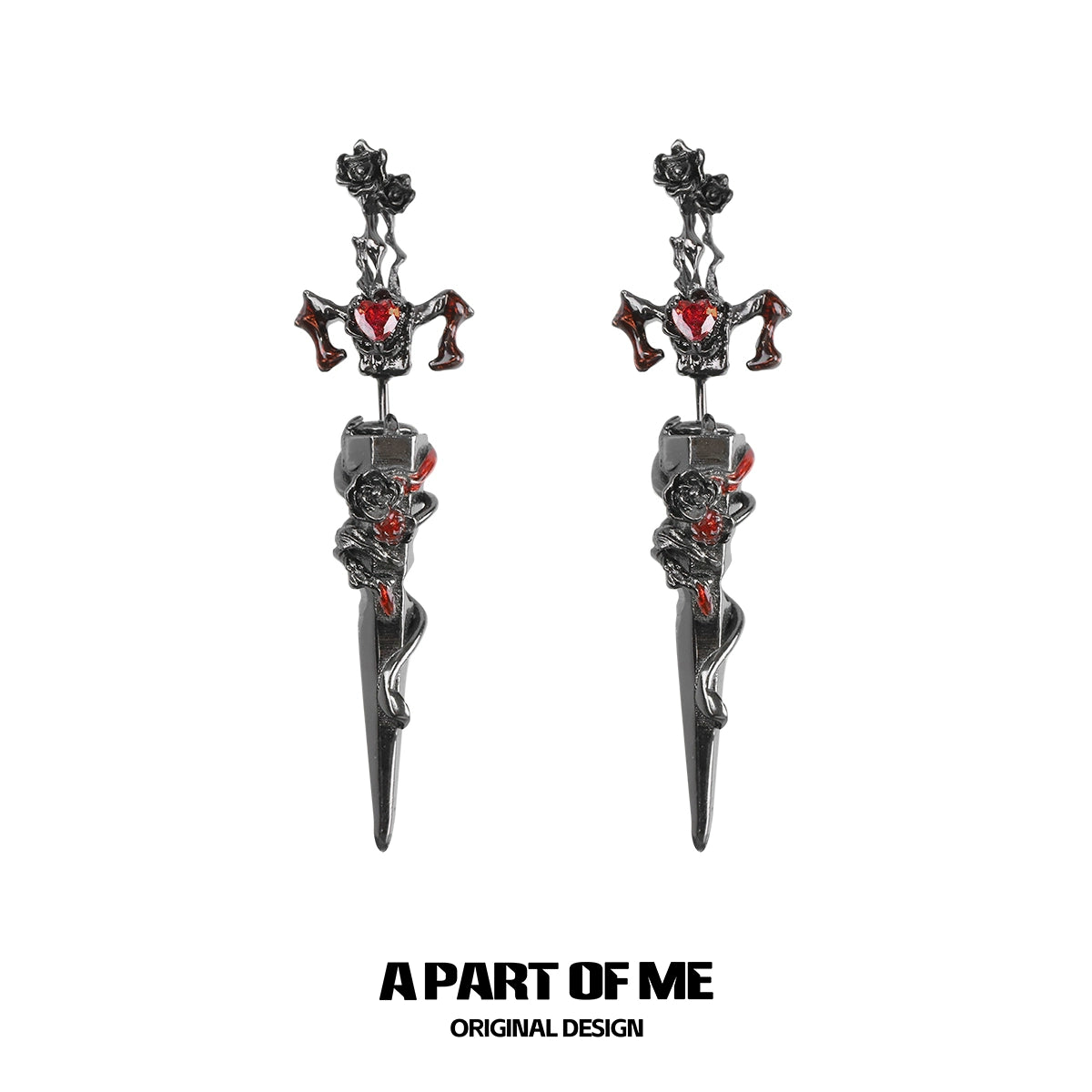 Rose Sword Piercing Earrings