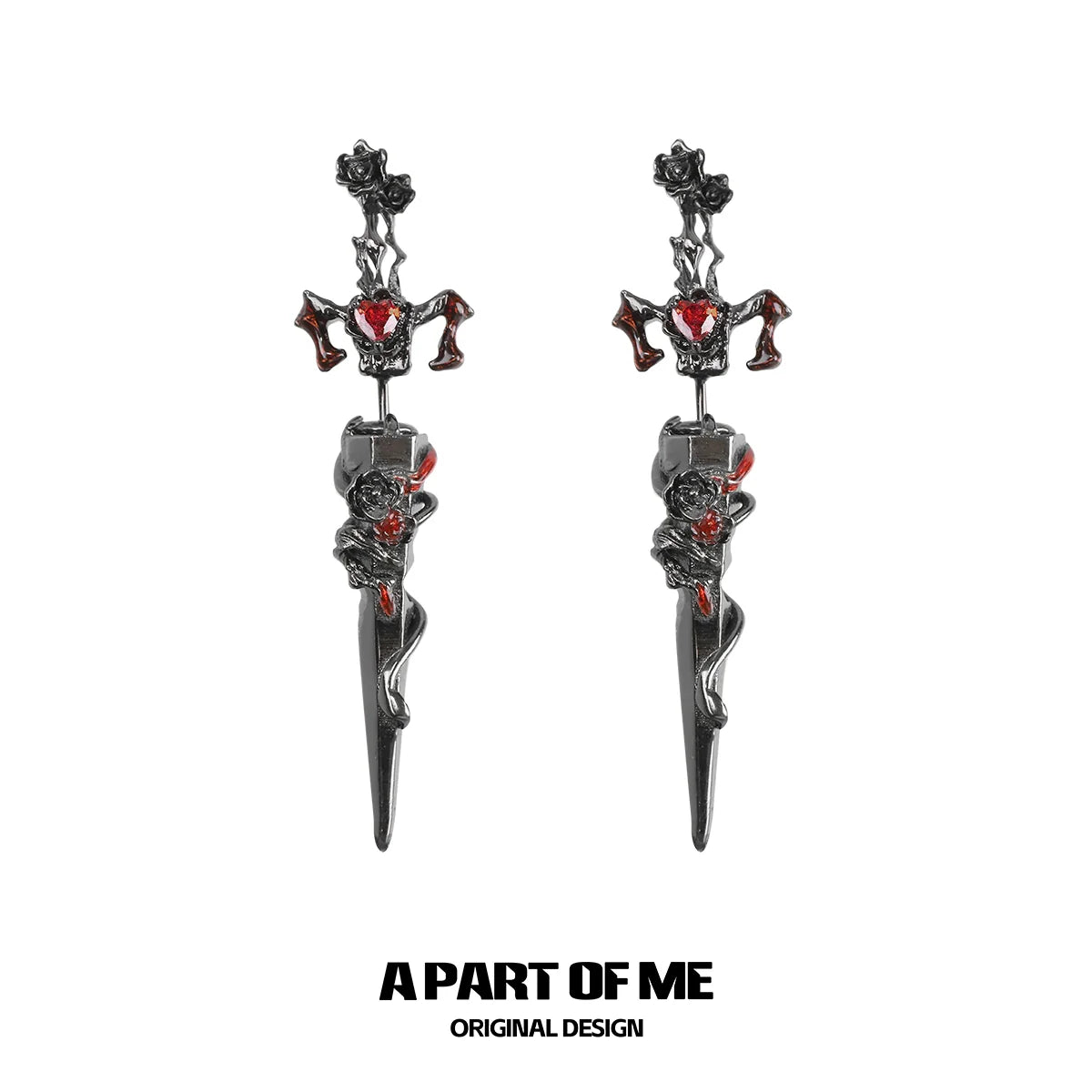 Rose Sword Piercing Earrings