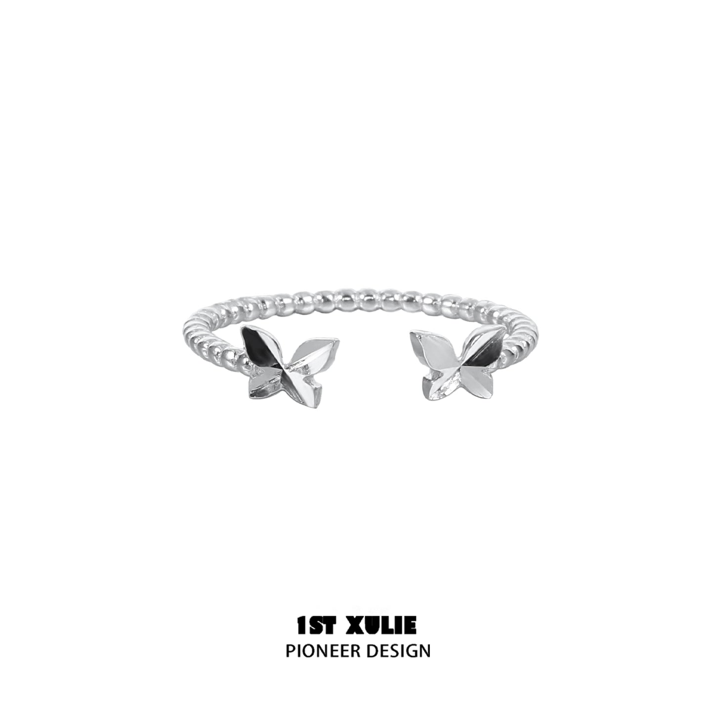 Punk Butterfly Shadow Silver Ring