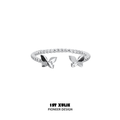 Punk Butterfly Shadow Silver Ring