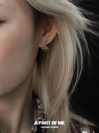 Tiger Eye Saturn Earrings