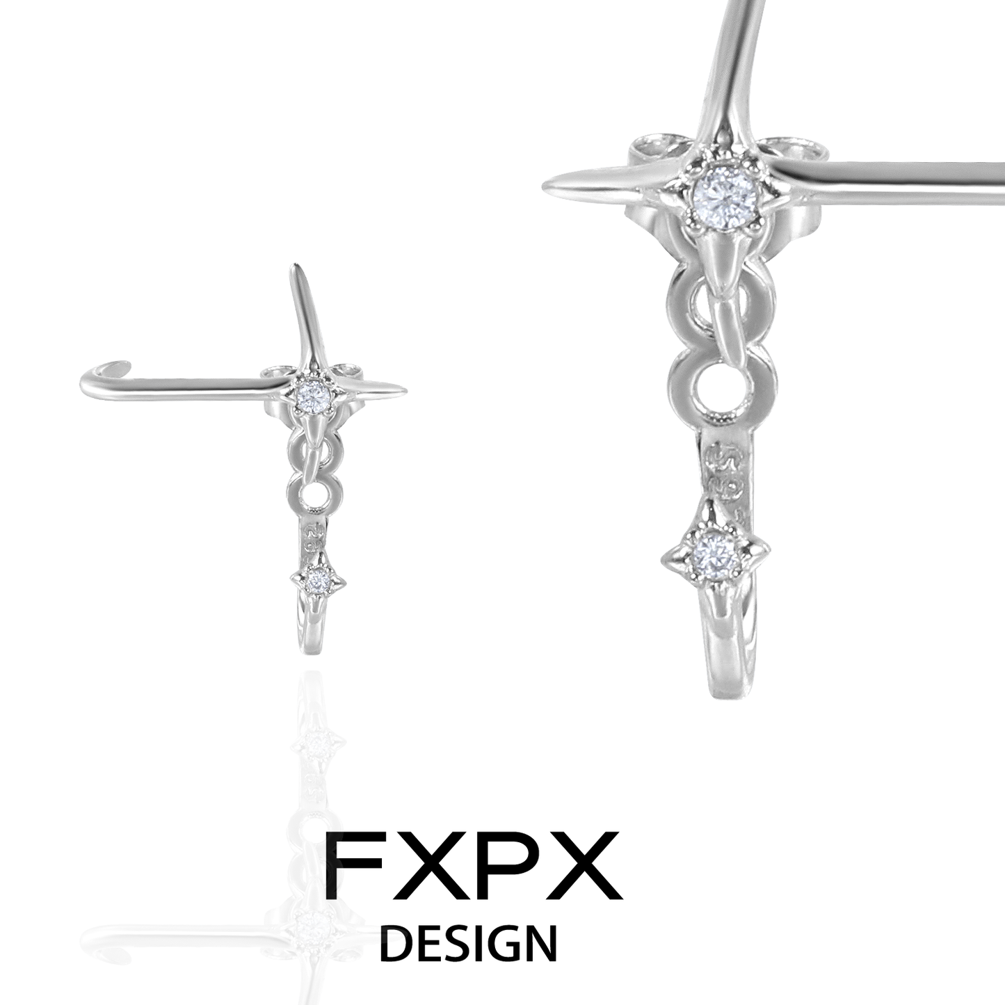 Radiance Star Track Silver Earrings