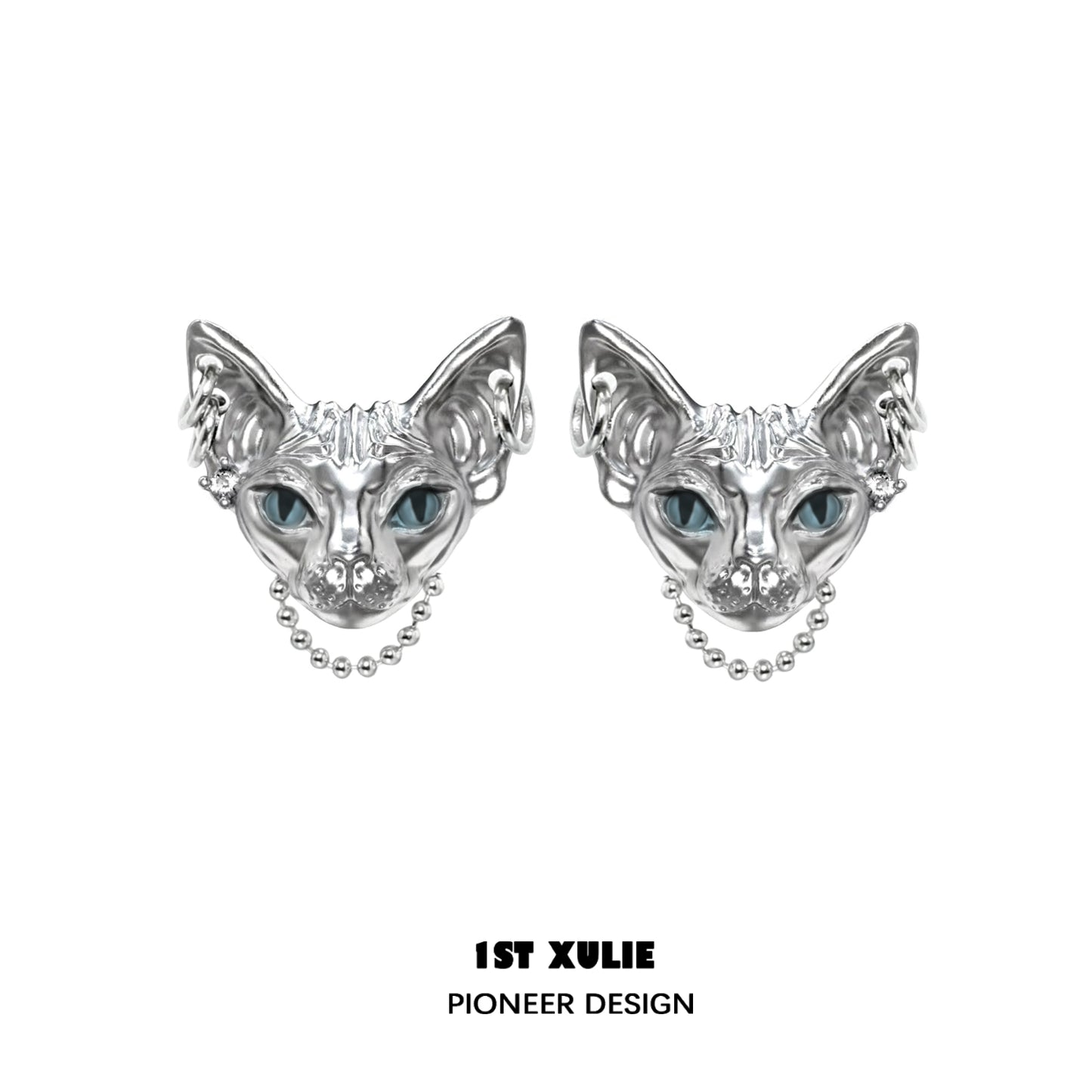 Y2K Peeping Cat Chain Earrings