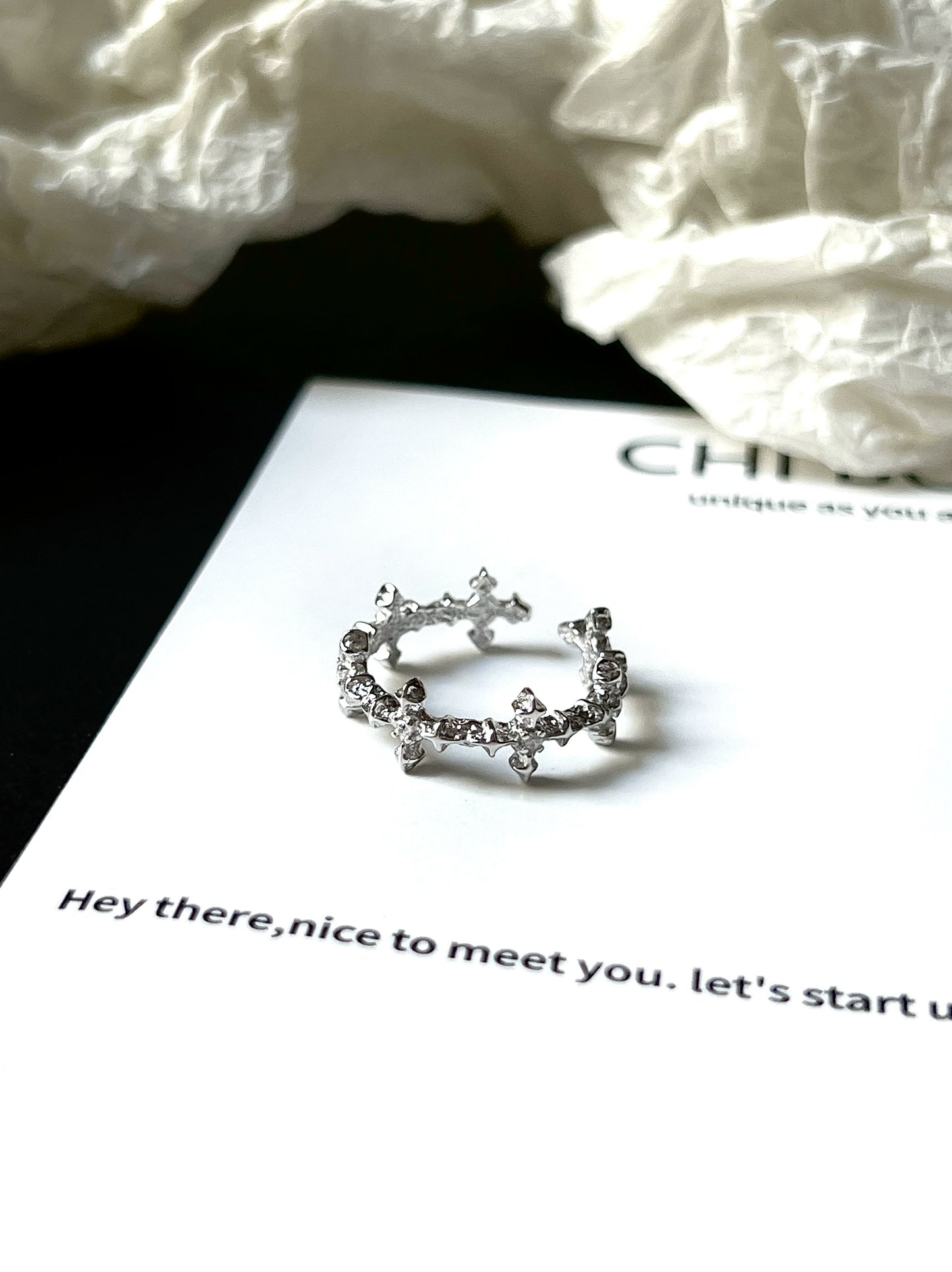 "Star Snow Night" Starburst Ring