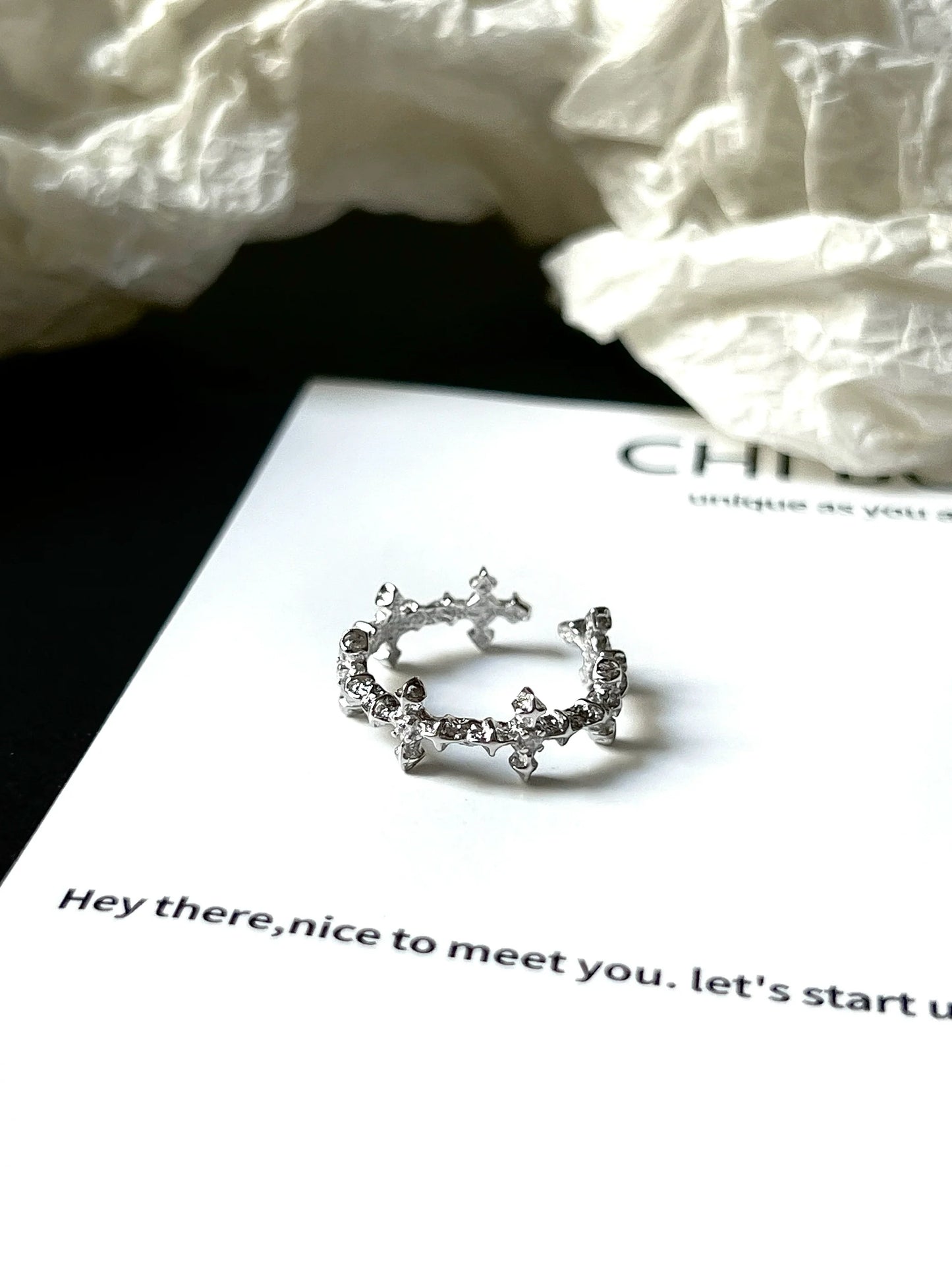 "Star Snow Night" Starburst Ring