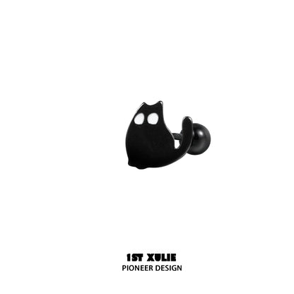 Y2K Moonlit Black Cat Earrings