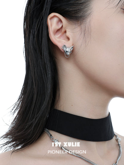 Y2K Peeping Cat Chain Earrings