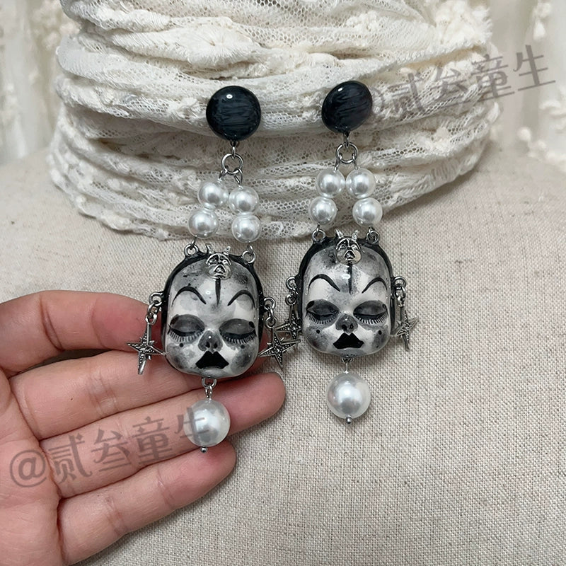 Earrings & Ear Cuffs-Ersan Tongsheng Handmade Original Handmade Niche Love Earrings Personality Dark Sweet Cool Subcultural Earrings Earrings