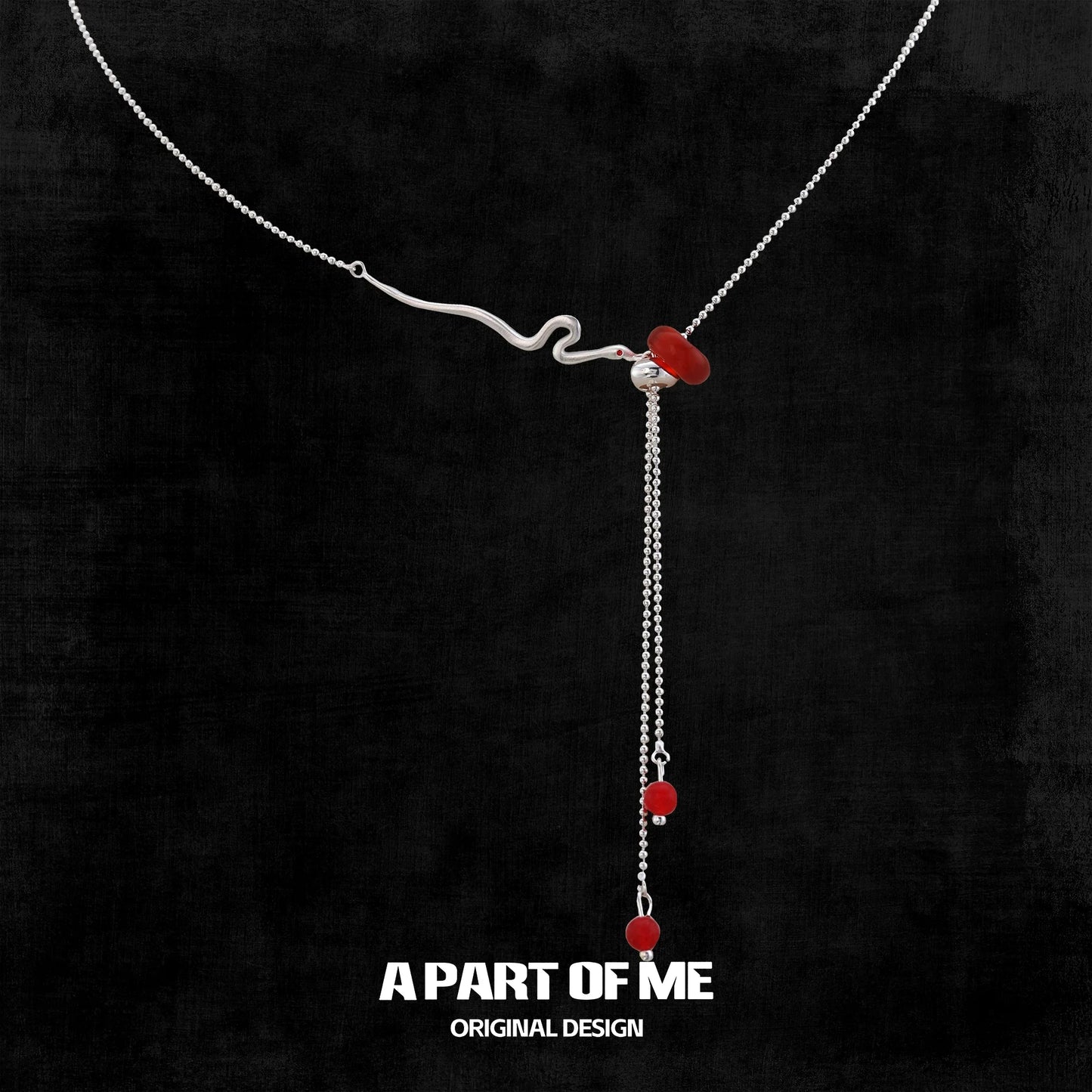 Red Jade Silver Snake Necklace