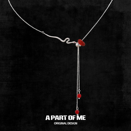 Red Jade Silver Snake Necklace