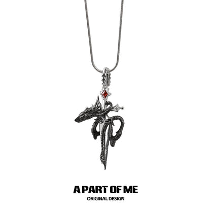 Ruby Dragon Sword Necklace