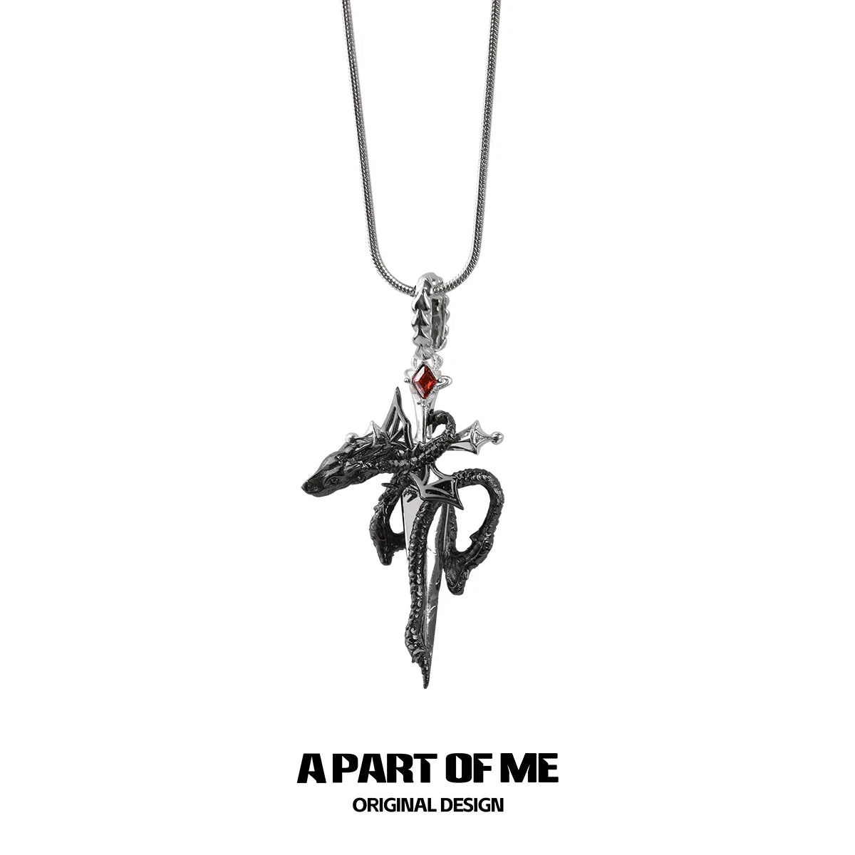 Ruby Dragon Sword Necklace