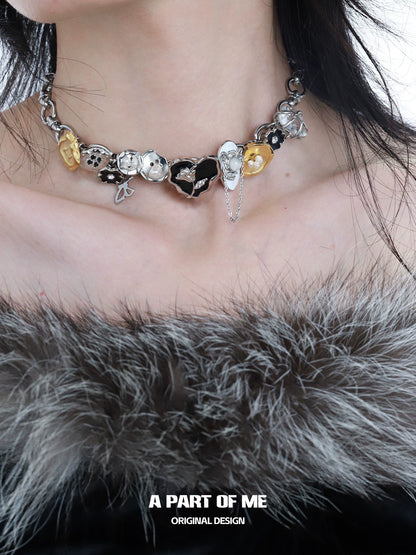 Black Gold Button Chain