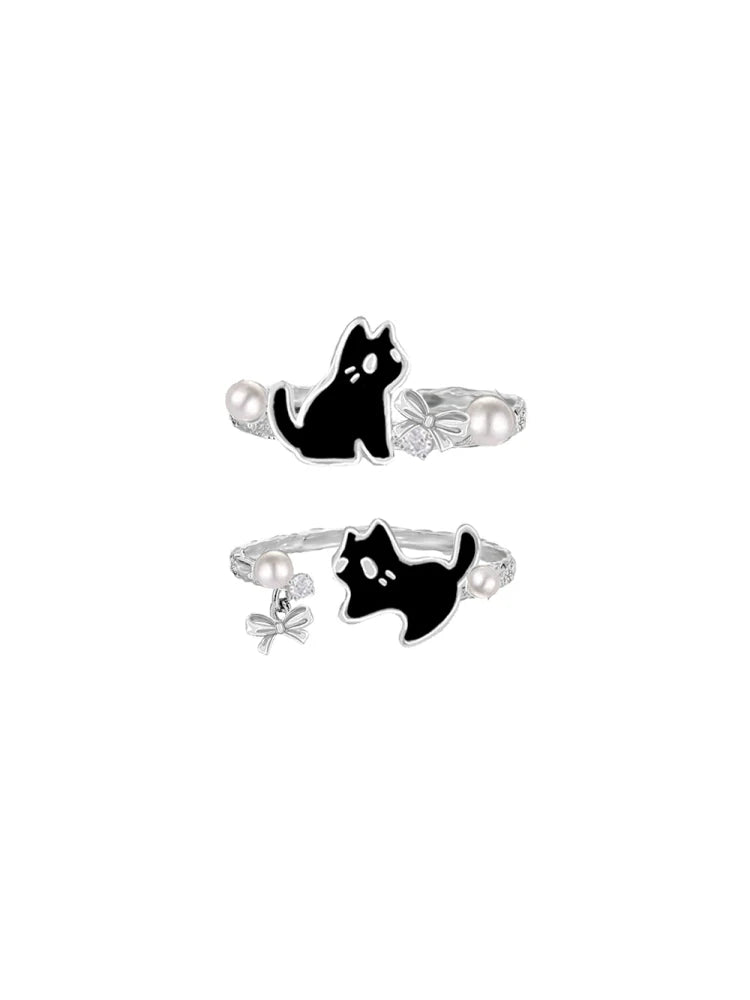 Black Cat Pearl Ring