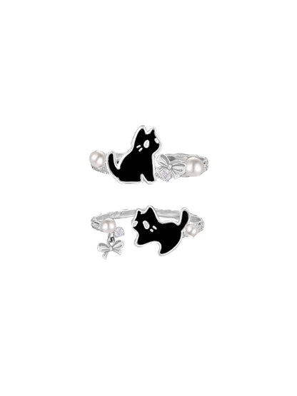 Black Cat Pearl Ring