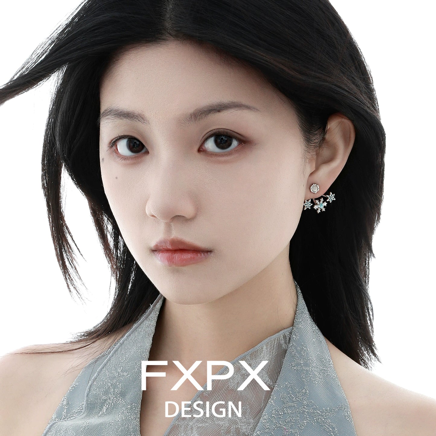 Frosted Snowflake Agate Stud Earrings