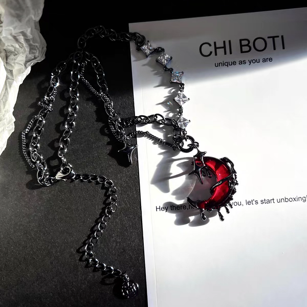 "Red Moon" Zircon Necklace