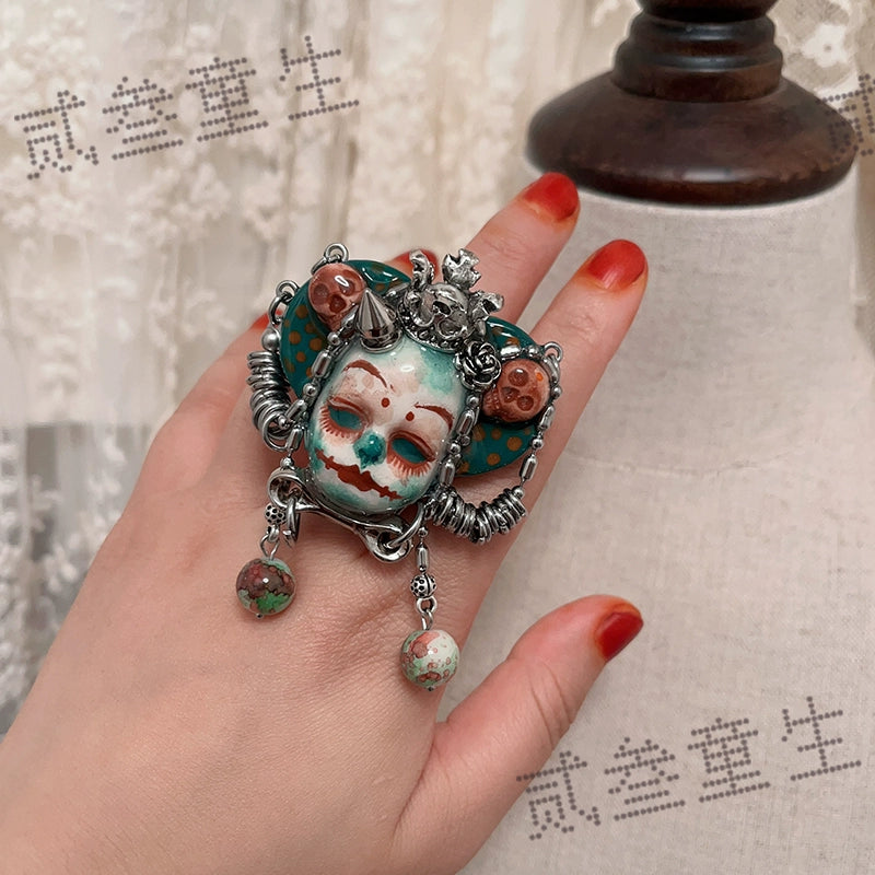 Necklaces- [Super Welfare] Two Three Children's Original Heavy Industry Punk Old Bead Chain Dark Ring Necklace Choker