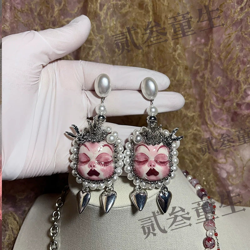 Earrings & Ear Cuffs-Ersan Tongsheng Original Heavy Industry Sweet Cool Niche Earrings Earclips Cute Niche Design Rock Punk Gift Recommendation