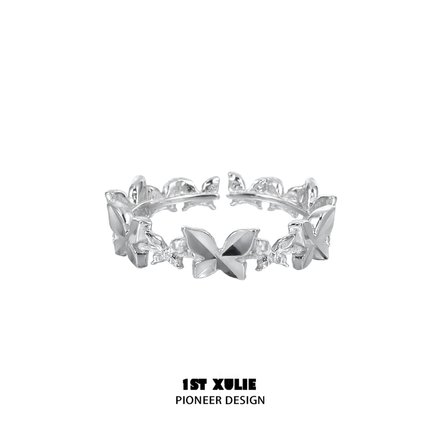 Punk Butterfly Shadow Silver Ring