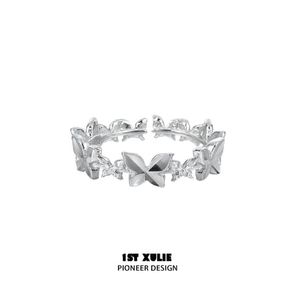 Punk Butterfly Shadow Silver Ring