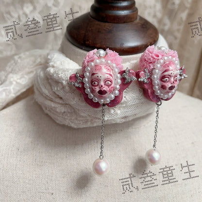 Earrings & Ear Cuffs-Ersan Tongsheng Original Handmade Spicy Sweet Niche Design Long Bead Chain Earrings Personalized Girl Fashion Earrings
