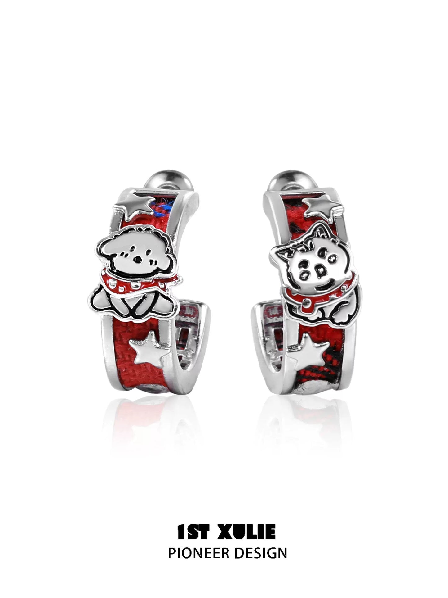 Joy Red Puppy Earrings