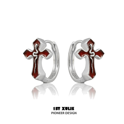 Gothic Sin Snake Cross Earrings