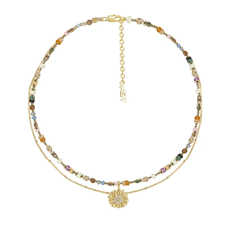 Colorful Beaded Daisy Necklace
