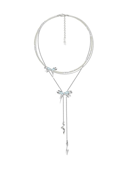Blue Butterfly Pearl Necklace