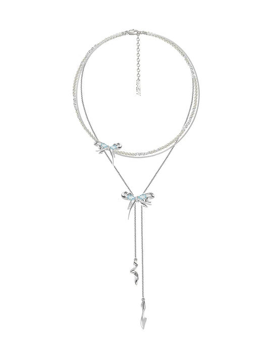 Blue Butterfly Pearl Necklace