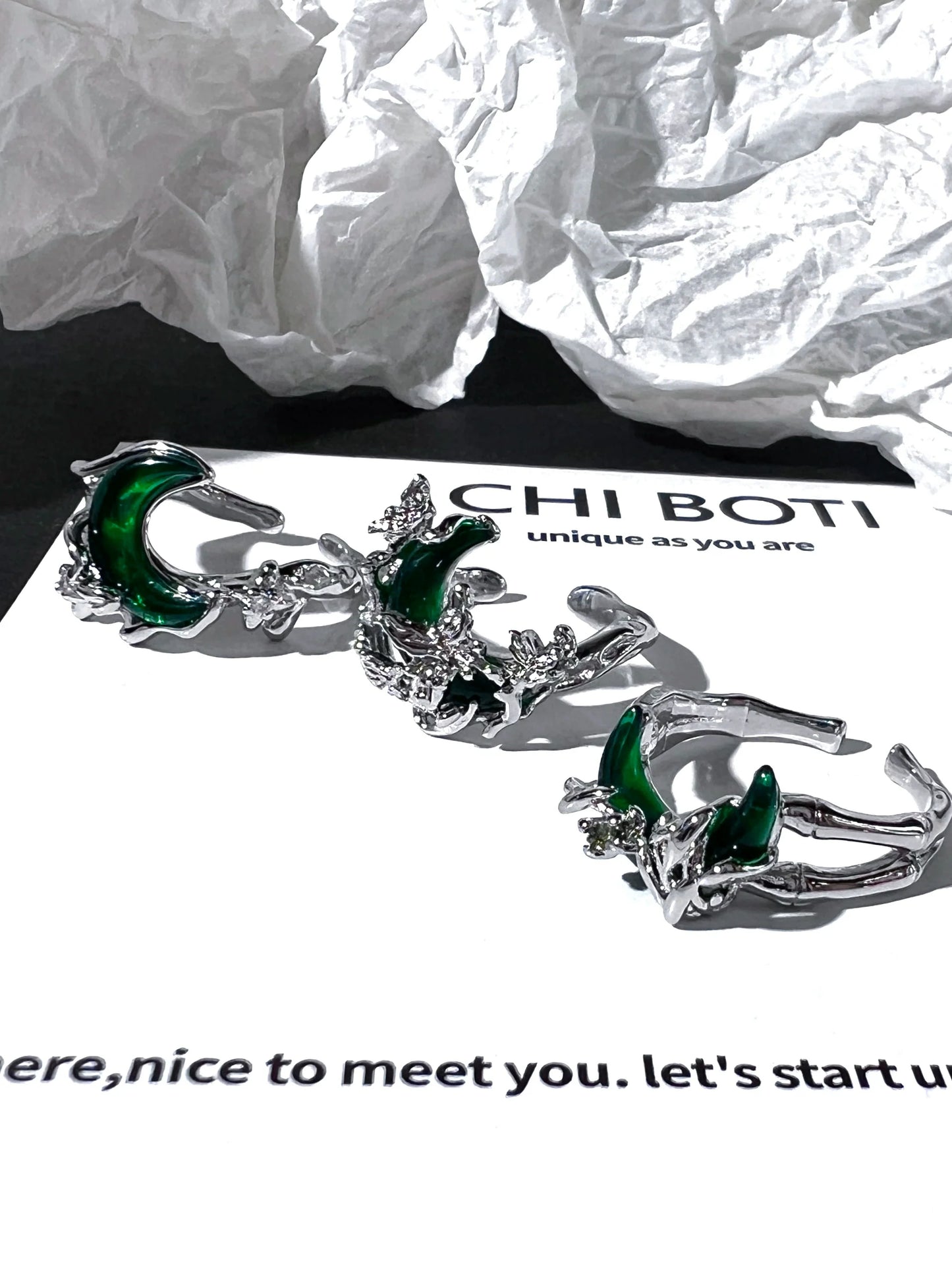 "Green Moon" Wrap Ring