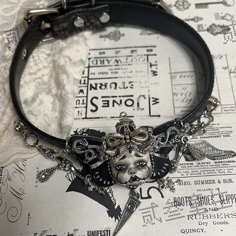Choker-Ersan Tongsheng original handmade belt collarbone chain subculture punk style y2k dark babes goth style men and women