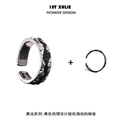 Y2K Black Humor Silver Ring