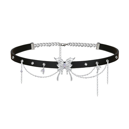 Edgy Butterfly Leather Choker