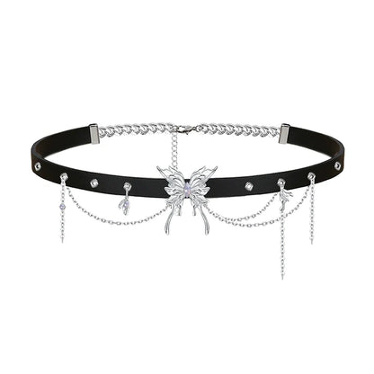 Edgy Butterfly Leather Choker